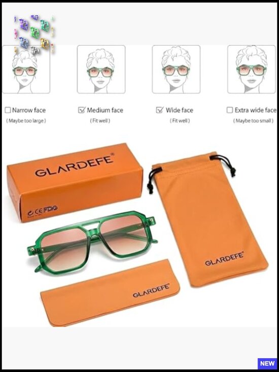 Trendy Retro Aviator Square Sunglasses for Women Men UV Protection Classic main image 6